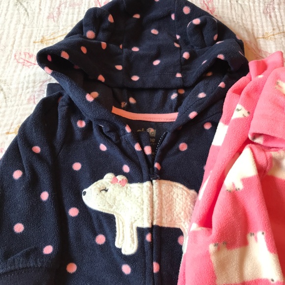 CARTERS Baby Girl Hooded Day Rompers Bundle of 2 - Picture 4 of 5